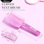 Bsisme Hair Brush with Hair Clips, Vented Brush for Faster Blow Drying, Detangler & Frizz-Free on Women Girls Kids Curly Wet Thick Fine Hair, Ideal Valentine's Day, Mothers Day, Birthday Gift for Her
