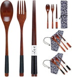 Wooden Chopsticks Spoon Fork Set Japanese Style Tableware Travel Utensils - Image 7