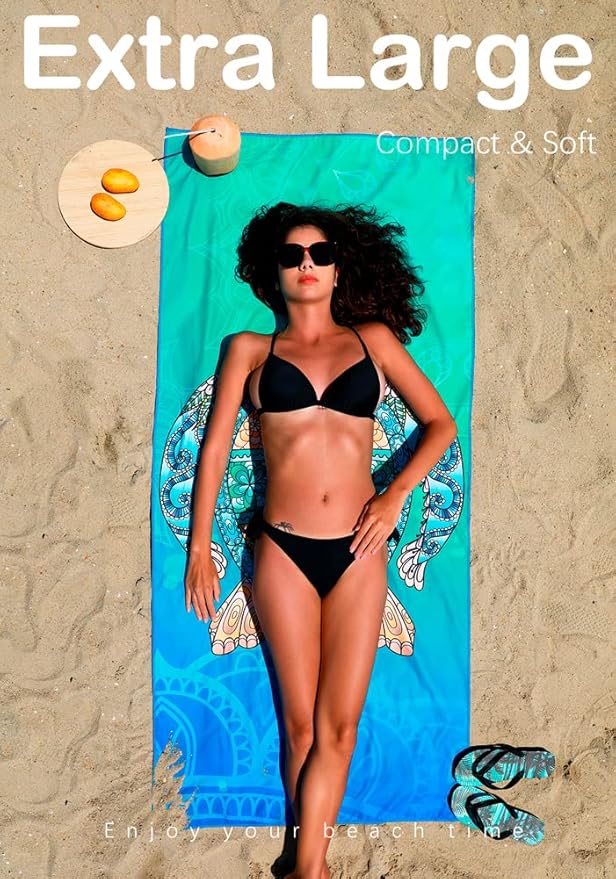 6 Pack Microfiber Lightweight Beach Towel Sand Free Quick Dry Absorbent Thin - Image 3