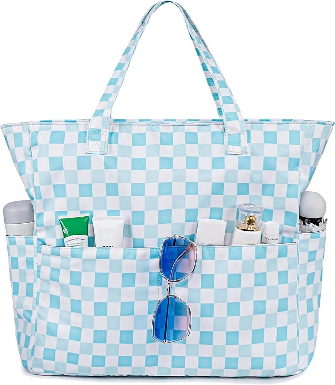LEDAOU Large Beach Tote Bag Women Waterproof Sandproof Zipper Beach Tote Bag by LEDAOU