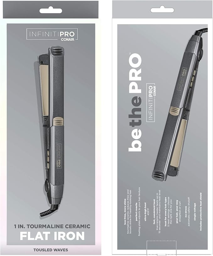 INFINITIPRO BY CONAIR Tourmaline Ceramic Flat Iron, 1-inch, Teal