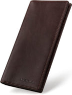 VISOUL Mens Leather Long Checkbook Bifold Wallets by VISOUL