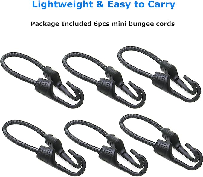 Bungee Cords with Dual Hooks, 12inch 6Pack Mini Bungee Straps 1/3 Inch Strong - Image 6