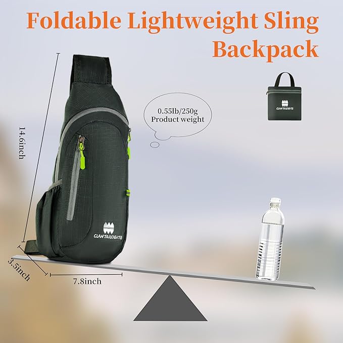 Small Sling Backpack, Lightweight Crossbody Backpack, Foldable Cross Body Bag - Image 5