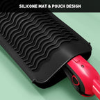 ZAXOP 2 Pack Heat Resistant Silicone Mat Pouch for Flat Iron, Curling Iron,Hair Straightener,Hair Curling Wands,Hot Hair Tools (Black&Black)