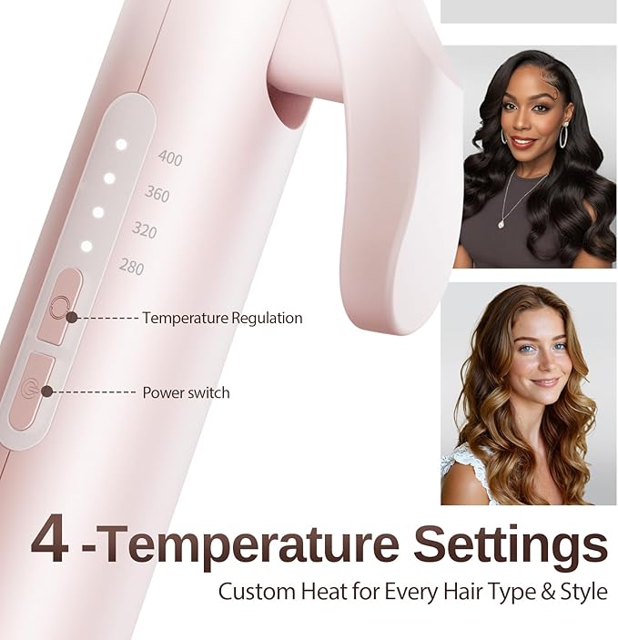 1.5 Inch Extra Large Curling Wand for Long Hair - Ceramic Tourmaline Barrel with 40000000 Negative Ions, Defined Curls and Easy to Use with Temperature Control for All Hair Types