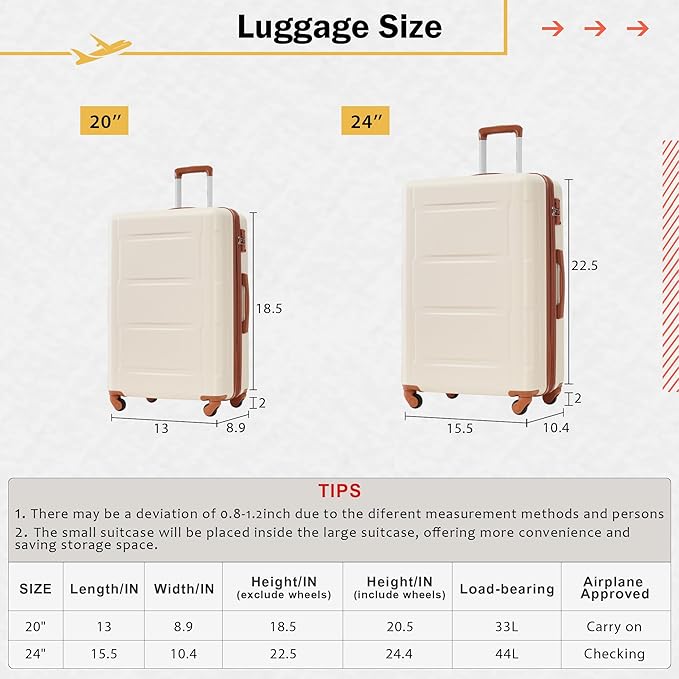Merax Luggage Set 2 Piece Suitcase Sets - Image 4