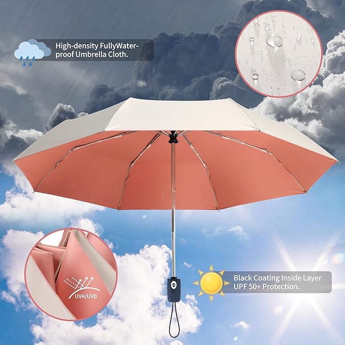 Color Glue Coating Sun Umbrella UV Protection Compact Folding Windproof - Image 3