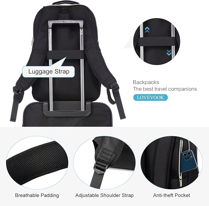 LOVEVOOK Laptop Backpack for Women, Stylish Quilted Backpacks Purse for - Image 4