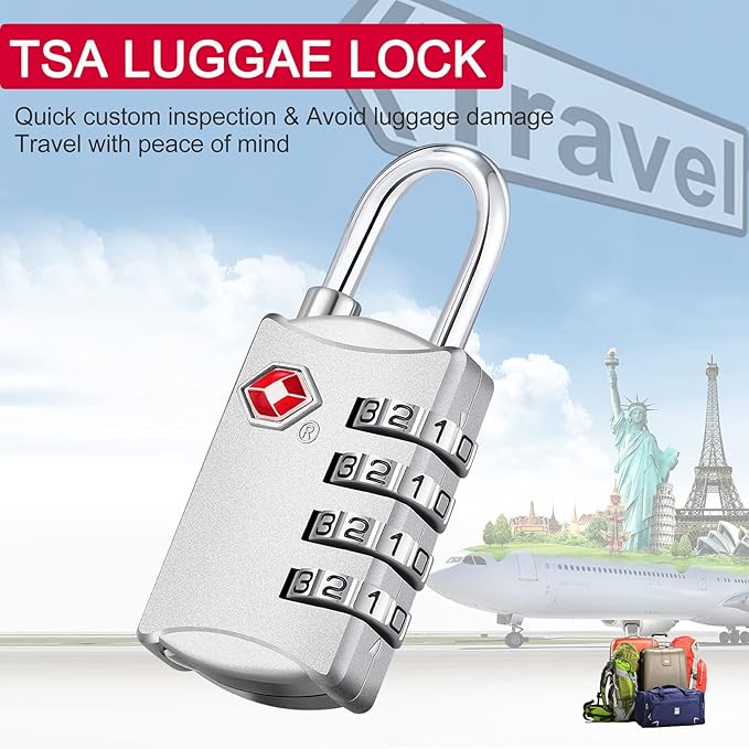 ZHEGE TSA Lock, Train Luggage Lock, 4 Digit Combination Lock - Image 2