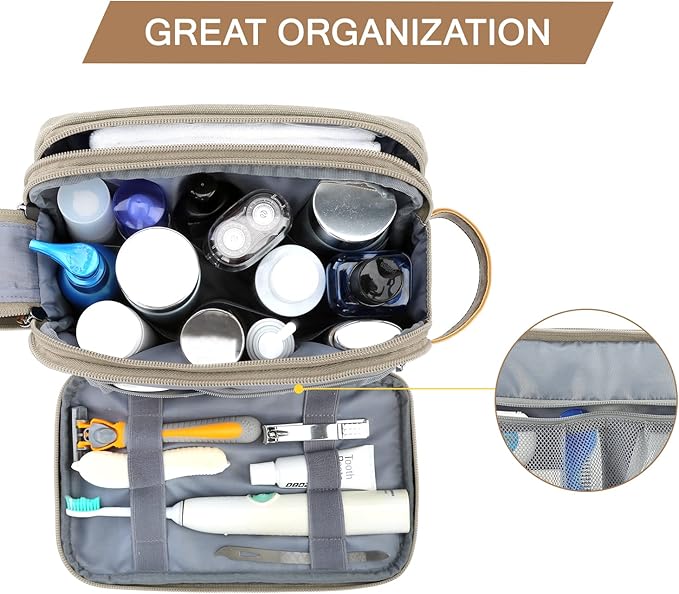 BAGSMART Toiletry Bag for Men, Canvas Travel Toiletry Organizer Dopp Kit - Image 2