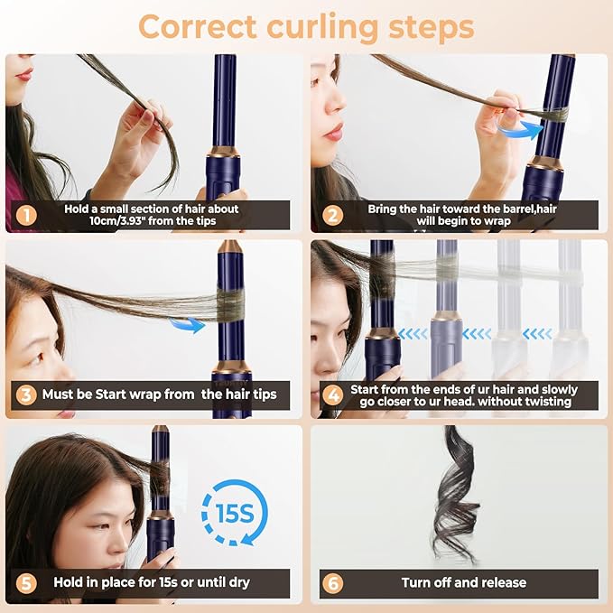 6 in ONE Blow Dryer Brush, Curling Wand Hair Styling Tools Set, Ionic Hot Air Hair Dryer, Massage Oval Hair Dryer, Left&Right Hair Curlers 100-120V