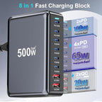 500W USB C Charger Block, 8-Port Fast USB Charging Station Dual PD 100W GaN Ⅲ - Image 3