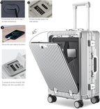 feilario 20in Aluminium Frame PC Hard Shell Spinner Wheels Luggage, Built-In - Image 4
