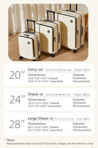 HotWay 24 Inch Expandable Front Opening Checked Luggage - Image 6