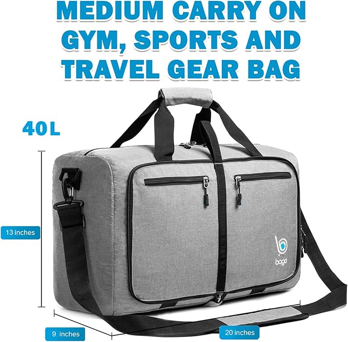 Bago Foldable Duffel Bags for Traveling Women & Men - 40L Sports Packable - Image 7