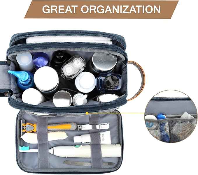 BAGSMART Toiletry Bag for Men, Canvas Travel Toiletry Organizer Dopp Kit - Image 2
