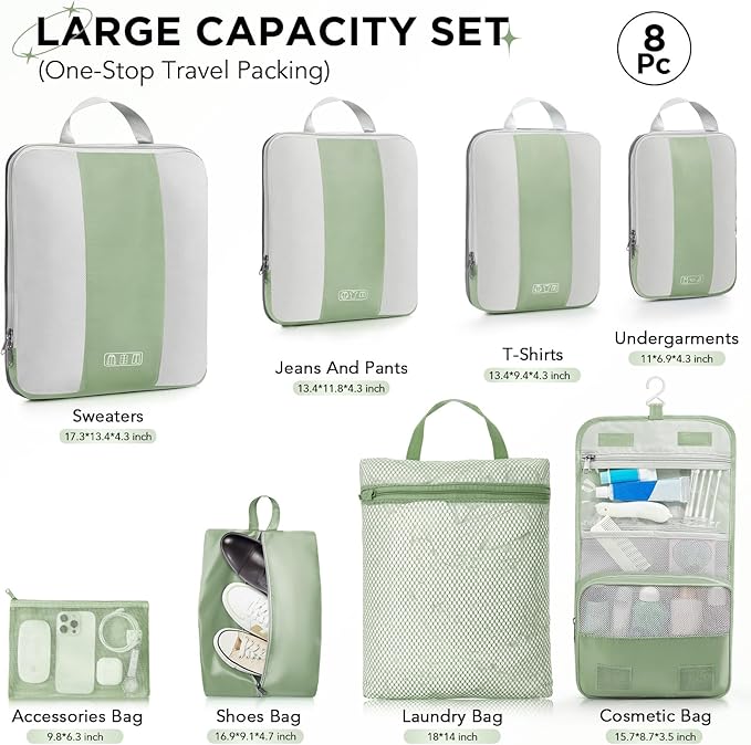 8 Set Compression Packing Cubes - Image 2