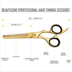 BEAUTICONE Thinning Shears for Hair Cutting, Professional Barber Hair Scissors, texturizing shears for Women/Men Trimming, Salon, Hair Layering scissor, Stainless Steel