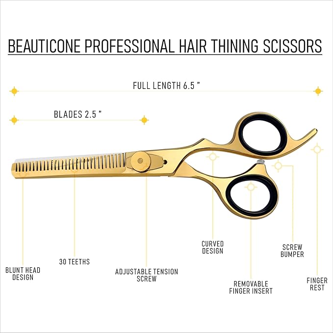 BEAUTICONE Thinning Shears for Hair Cutting, Professional Barber Hair Scissors, texturizing shears for Women/Men Trimming, Salon, Hair Layering scissor, Stainless Steel
