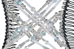 Sparkling Decorative Crystal Hair Clip for Fine, Thin, Sleek & Straight Hair - Double Comb for Easy Comfy Styles, Holds Snug, No Pressure, UpDo, Ponytail, French Twist, Bun (Crystal Medium)