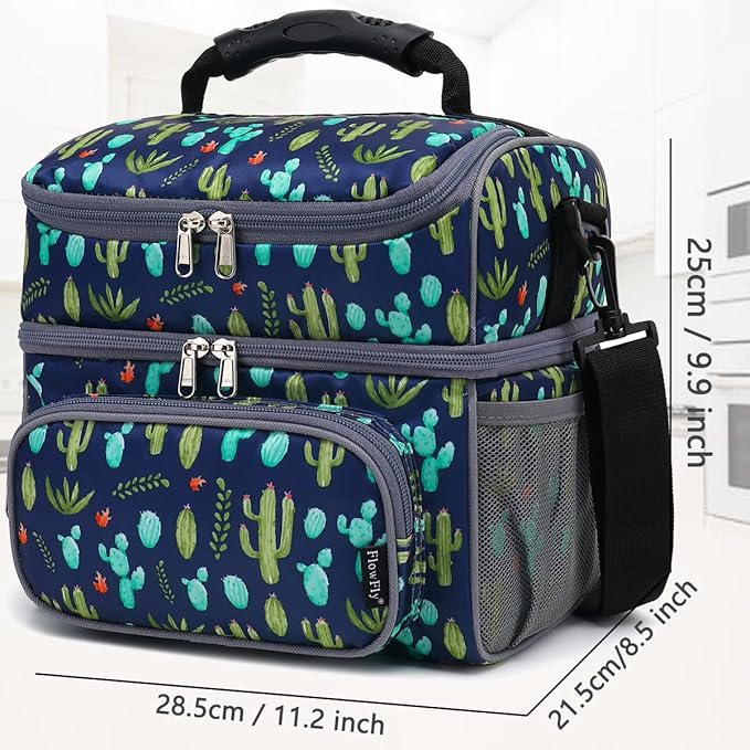 FlowFly Double Layer Cooler Insulated Lunch Bag Adult Lunch Box Large Tote Bag - Image 4