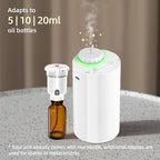 Waterless Diffuser for Essential Oil Nebulizer, 7 Colors LED Light, Battery Powered Mini Scent Air Machine, Aromatherapy Mist Diffuser for Home Room Car Office Black (White-2)