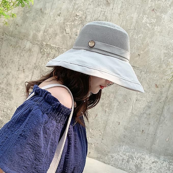Women Wide Brim Sun Hats Metal Wired Edge Summer UV Protection Beach Fishing Hat - Image 5
