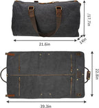 2 in 1 Canvas Leather Suit Luggage Garment Bag - Image 2