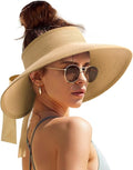 Camptrace Sun Visors for Women Wide Brim Beach Hat Foldable Straw Visor Hat by Camptrace