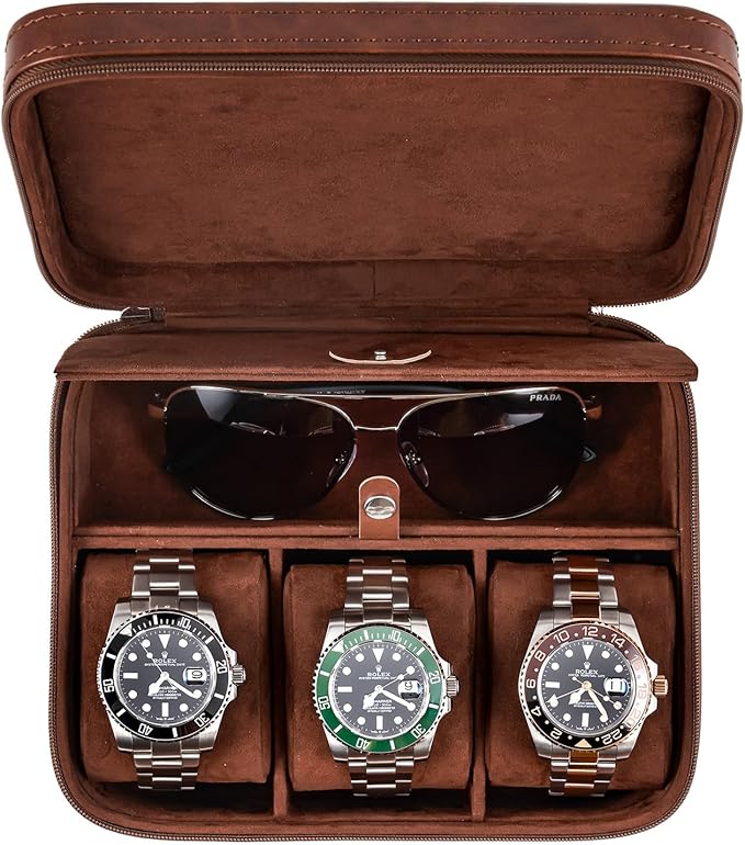 Awesometik 3 Slot Luxury Travel Faux Leather Watch Case. Watch Storage by Awesometik