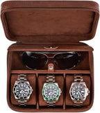 Awesometik 3 Slot Luxury Travel Faux Leather Watch Case. Watch Storage by Awesometik