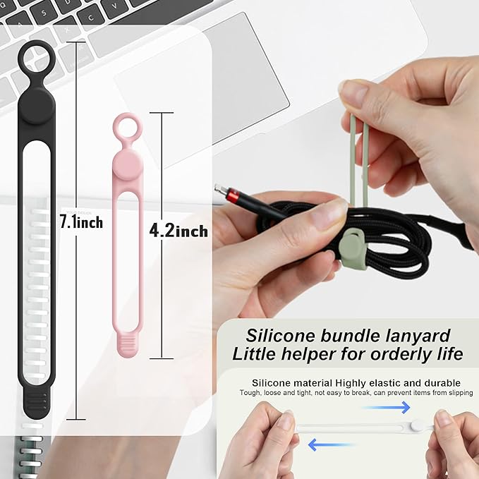 Nearockle Silicone Cable Ties Cord Organizer - Image 2