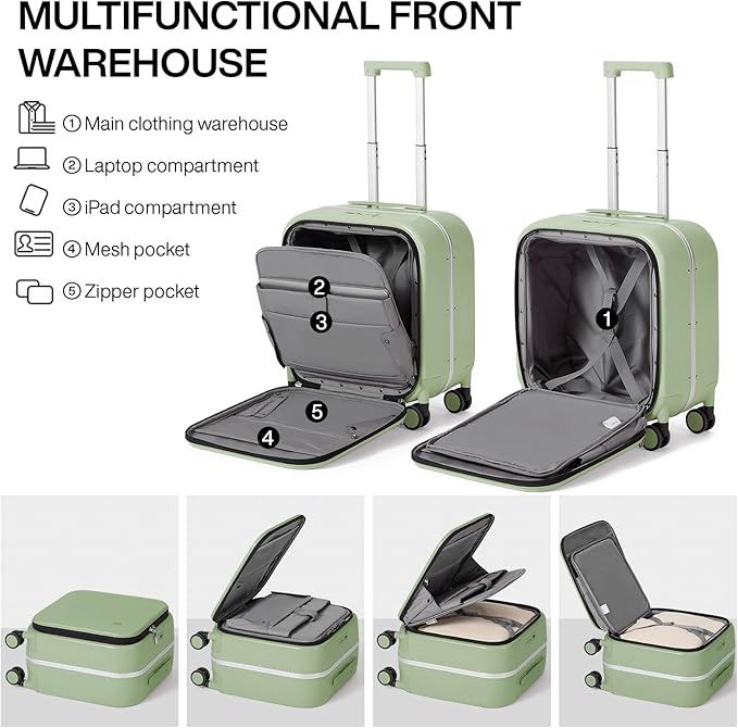 mixi Carry On Luggage, 18” Suitcase - Image 4