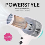 L'ANGE HAIR PowerStyle Turbo Ionic Hair Dryer | 1875 Watt Professional Blow Dryer with Diffuser & Concentrator | Multiple Heat & Speed Settings for Fast Drying | Salon-Grade Styling Tools, White
