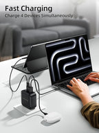 LULULOOK 100W USB C Charger, 4-Port GaN Fast Charging Block, PD Type-C Wall - Image 2