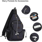 MOSISO Sling Backpack, Canvas Crossbody Hiking Daypack Bag - Image 3