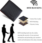VISOUL Mens Bifold Wallet with 2 ID Windows Carbon Fiber Leather, RFID Blocking - Image 5