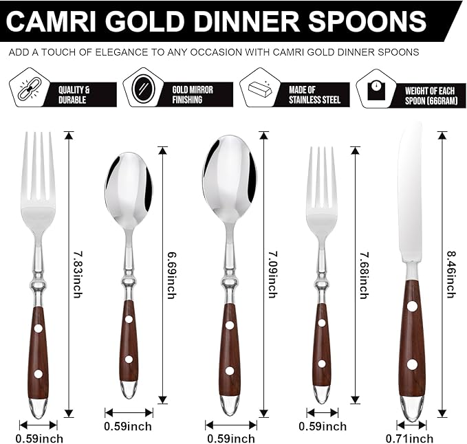 20-Piece Silverware Set for 4, High-end Everyday Flatware Set, Wood Grain Color - Image 4