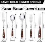 20-Piece Silverware Set for 4, High-end Everyday Flatware Set, Wood Grain Color - Image 4