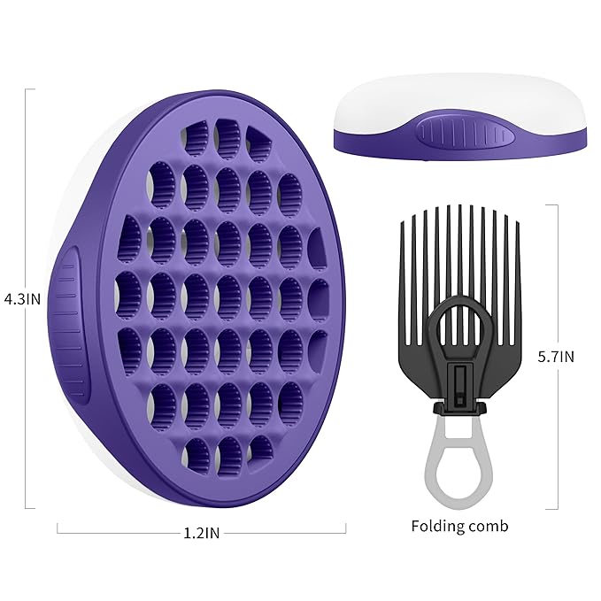 Silicone Curl Brush,Africa Comb,Magic Curly Hair Brush Twist Hair,Afro Pick,Men Women Boys Girls Wave Curler Tool,1 Set (Purple)
