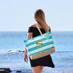 Becokan Beach Bag Initial Beach Tote - Image 5