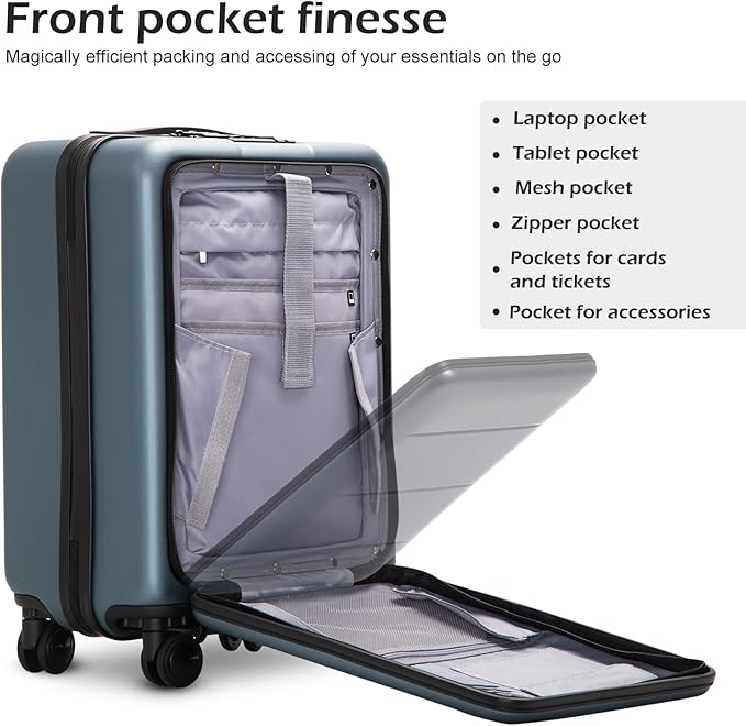 Coolife Luggage Suitcase Piece Set Carry On ABS+PC Spinner - Image 3