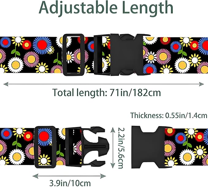 Sunflowers Luggage Straps for Suitcases, Adjustable Luggage Travel Belt to Keep - Image 2
