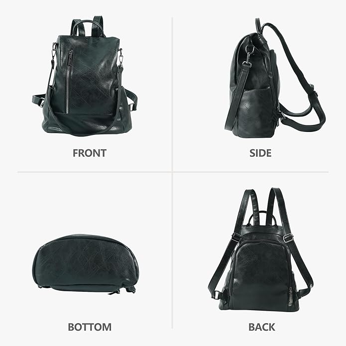 Women Backpack Purse PU Leather Anti-theft Casual Shoulder Bag Fashion Ladies - Image 9