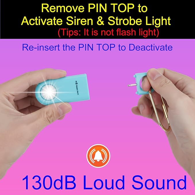 130dB Personal Safety Alarm Strobe Light. Loud Sound SOS Emergency Alerts - Image 5