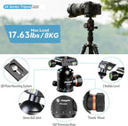 Fotopro 66" Camera Tripod, Aluminum Compact Travel Tripod and Monopod - Image 4