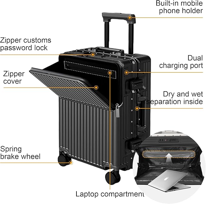 Hard Shell Luggage 24 Inch Travel Luggage, Carry-On Luggage Spinner TSA - Image 2