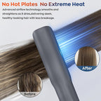 Hair Straightener – 2 in 1 Wet to Dry Air Straightener with High-Speed Ionic Airflow, Straightens Using air, No Heat Damage, Smart Temperature Control for Medium to Long Hair (35-75cm) (Gray)