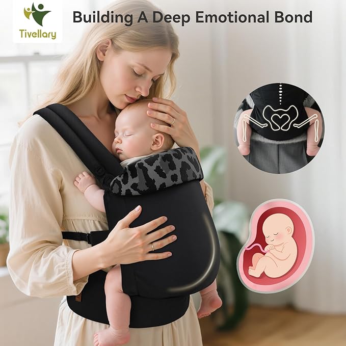 Reversible Baby Carrier – Black Solid & Leopard Print; Lightweight & Breathable - Image 5
